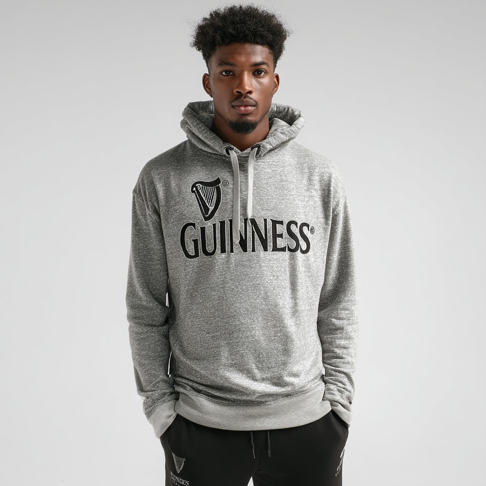 Guinness Gray Hoodie Men's‎ Small Streetwear Athleisure Minimalist Logo Pullover
